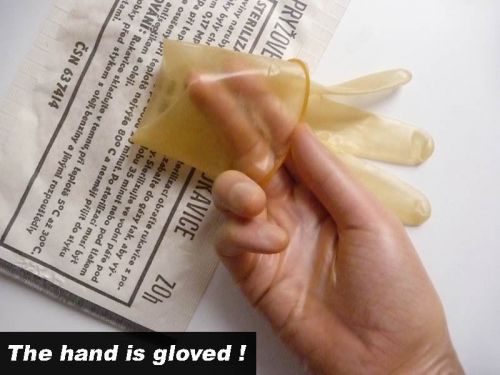=== lot of 3 pairs of 28cm long surgical transparent latex gloves (not vinil) == for sale