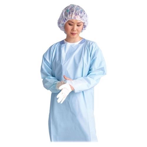 Medline thumbs up polyethylene isolation gown - x-large - 75/case - blue for sale
