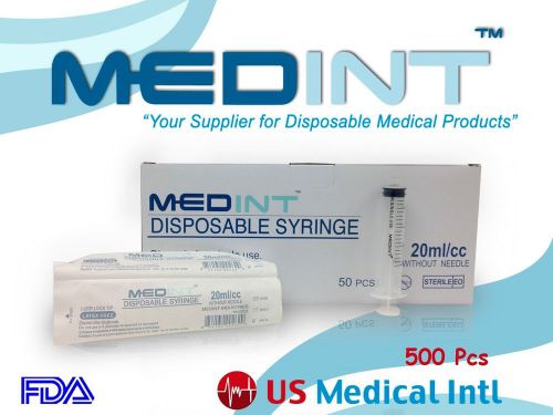 20 cc medint luer lok tip 20ml sterile syringes latex free 500/case 20cc new for sale