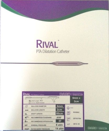 BARD RIVAL 5F PTA Dilatation Cath, 6mm x 2cm x 80cm, REF: RV8062