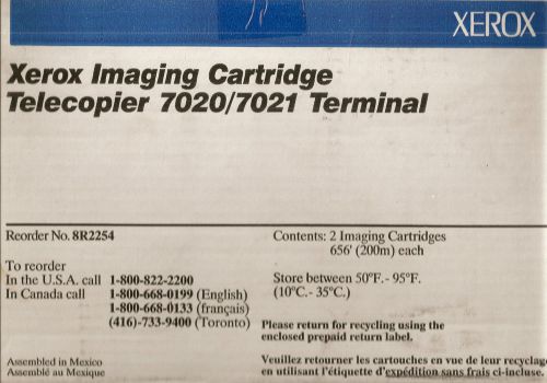 New Xerox 8R2254 box of 2 imaging cartridges for Telecopier 7020 7021 Terminal