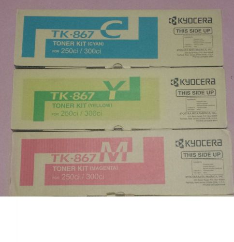Kyocera TK-867 C Y M Cyan Yellow Magenta Toner Cartridges for 250ci/300ci