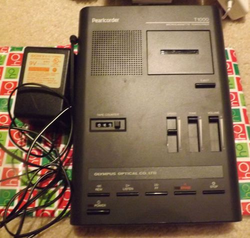 OLYMPUS  PEARLCORDER T1000 MICROCASSETTE TRANSCRIBER+adapter and pedal