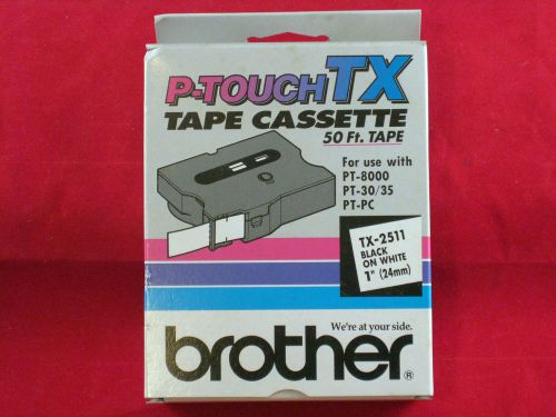 NEW Brother P Touch TX-2511 1&#034; Black On White Tape  PT-8000 PT-30/35  PT-PC
