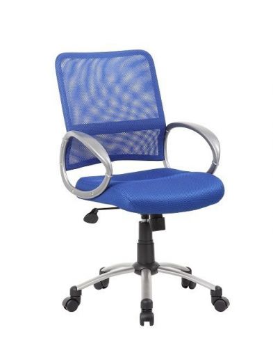 B6416 BOSS BLUE MESH BACK WITH PEWTER FINISH OFFICE TASK CHAIR
