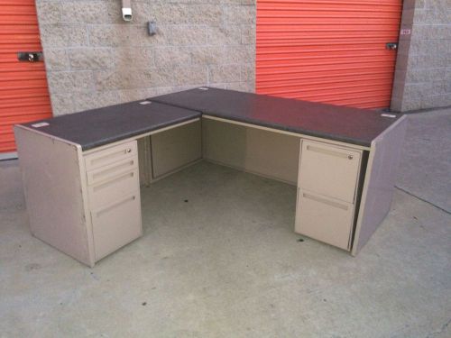 Industrial Steelcase Style Office Desk with Return