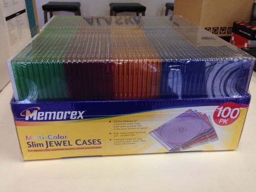 Memorex Slim CD Jewel Case 5mm (Assorted Colors,100-Pack)