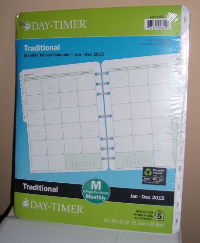 2015 Day-Timer Monthly Calendar Refill - 11&#034; x 8.50&#034; - 1 Year - Jan-Dec