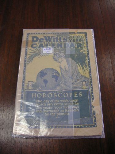 De Witt&#039;s - 200 Year Calendar - Horoscopes - Sold in As/Is Condition
