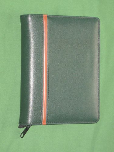 COMPACT 1.0&#034;  GREEN LEATHER Reflections Planner ORGANIZER Franklin Covey BINDER
