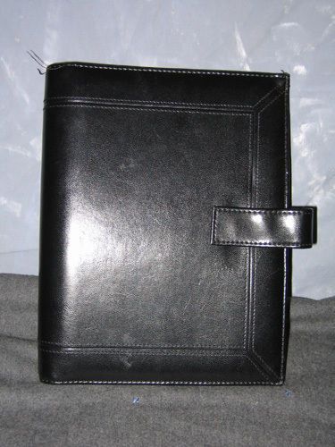 Black distressed leather daytimer 9.25&#034; x 7&#034; with a few dividers for sale