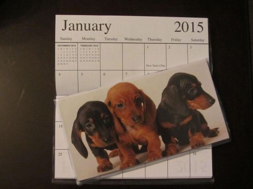 TWO YEAR 2015-2016 CALENDAR POCKET PURSE ORGANIZER DATSHUND PUPPIES