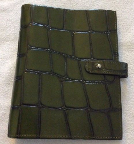 Franklin Covey Croco Embossed Leather Organizer Planner in Green *pre-owned*