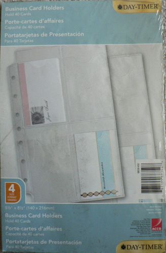 Day-timer business card holders  holds 40   5 1/2&#034; x 8 1/2&#034; sz 4  sealed  nip for sale