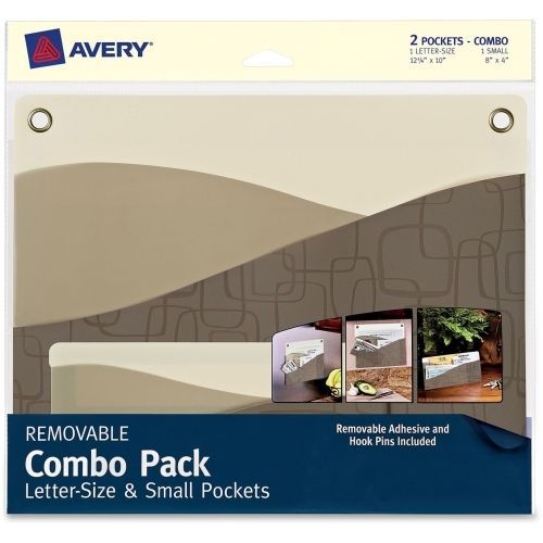 Avery Removable Adhesive Wall Pocket Combo Pack -2 Pocket(s) -Gray