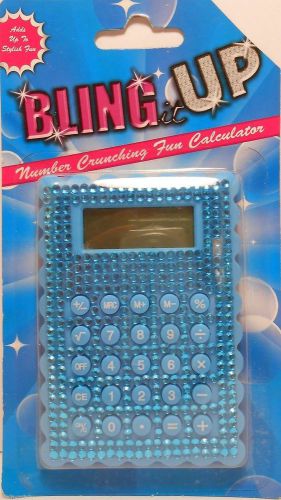 BLING CALCULATOR BLUE Hand Held Unique Office Desk Supplies Accessories