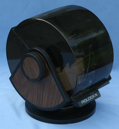 Rolodex rotary swivel card file alphabetical cards included business wood grain for sale