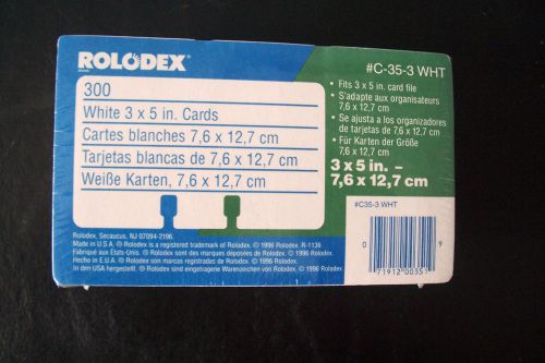 Rolodex 300 White 3 x 5 Cards #C-35-3 WHT Sealed