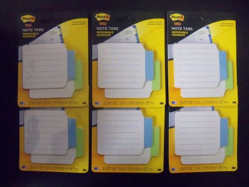 POST-IT TABS 2 3/4&#034; x 3 3/8&#034; Sticks Securely, Removes Cleanly - 6 PK / 120 TABS