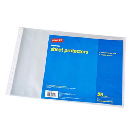 STAPLES 25 Pack clear sheet protectors 2.4 mil thick LETTER SIZE