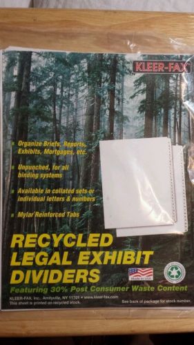 Kleer-Fax 81170 Legal 80000 Series Printed 1 - 25 Exhibit Index Divider
