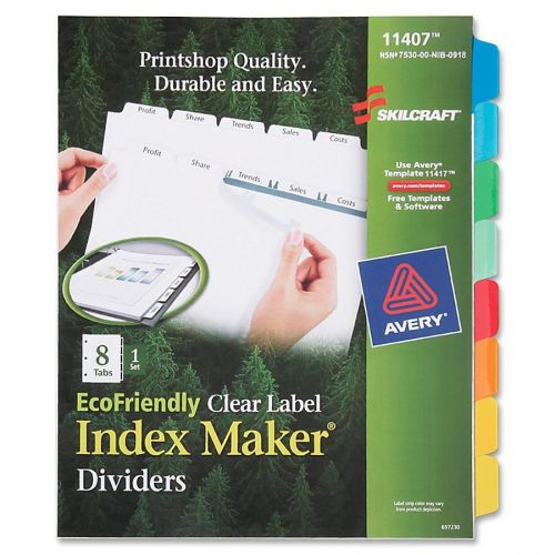 Skilcraft 8-tab Clear Label Index Maker Divider - Print-on - 8.50&#034; (nsn6006978)