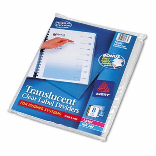 Avery Index Unpunched Clear Label Dividers, 8-Tab, 5 Sets per Pack (AVE16063)