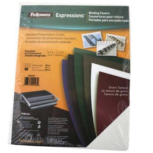 Fellowes White Linen Oversize Binding Covers - 50pk Free Shipping