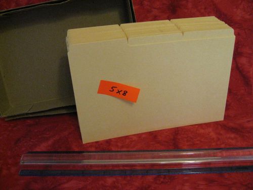 Vintage oxford 100 file guides 5x8 buff color third 1/3 cut boxed 17 pt. nice! for sale