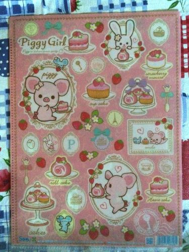 cute pink piggy girl 4-pocket A4 file folder