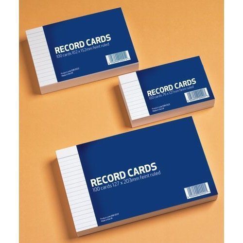 Ruled Record Card 102x152mm 190gsmWhite 9380025 Pack 100