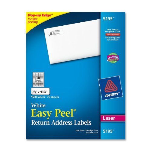 Avery easy peel return address label - 1.75&#034; width x 0.66&#034; length - (ave5195) for sale