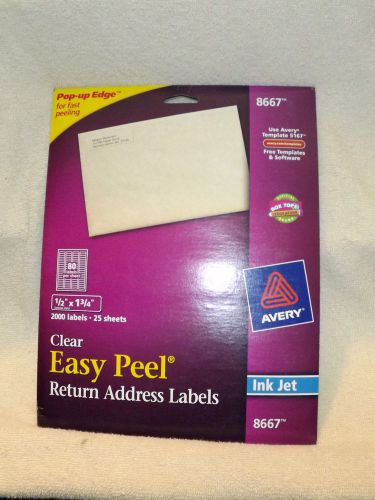 Avery Clear Easy Peel Return Address Labels 2000 Labels 25 Sheets  1/2 &#034; x 1 3/4 &#034; #8667
