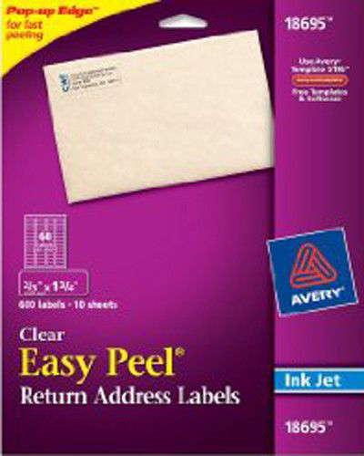 Avery 18695 Clear Return Address Labels 2/3&#034; x 1-3/4&#034;