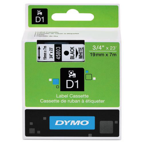 D1 Standard Tape Cartridge for Dymo Label Makers, 3/4in x 23ft, Black on White
