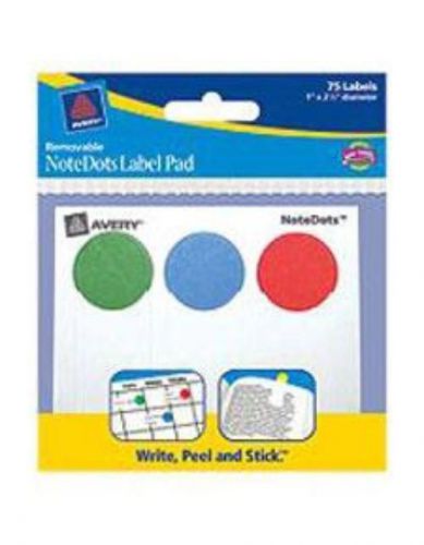 Assorted Removable NoteDots Label Pad 45295 1&#039;&#039; x 2-1/2&#039;&#039; diameter Round 75/pk