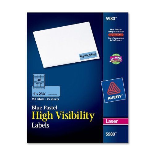 Avery High Visibility Labels - 1&#034; Width X 2.62&#034; Length - 750 / Pack - (ave5980)