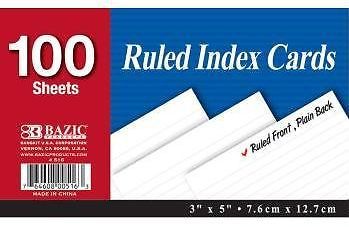 100 Nt 3 X 5 Ruled White Index Card White 516