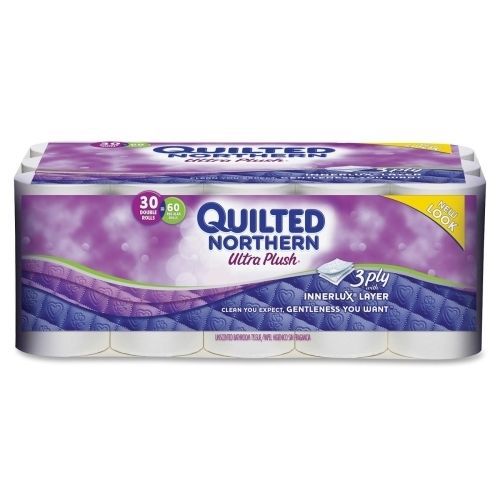 Georgia-Pacific 871355 Quilted Northern Ultra Plush 176Sht/RL 3-Ply 30/PK White