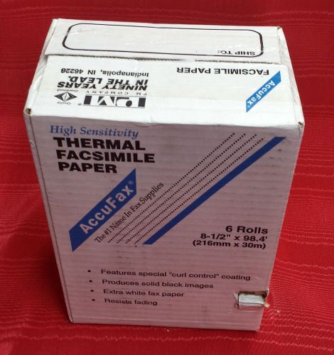 AccuFax Thermal Facsimile Paper Fax 00012 8 1/2&#034; x 98.4&#039; 6 rolls NEW
