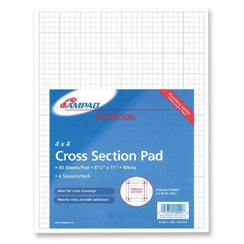 Ampad 22-020 cross-section quadrille pads - 40 sheet[s] - 20lb - quad (amp22020) for sale