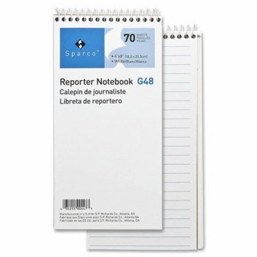 Sparco Reporter&#039;s Notebook,Gregg Ruled,70 Sheets,4&#034;x8&#034;,12/PK, White (SPRG48)