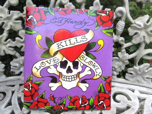 BOLD Ed Hardy Notebook binder School Supplies Skull Floral Purple Red Lisa Frank