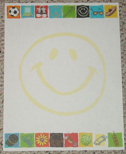 LETTERHEAD COMPUTER STATIONARY SMILEY FACE 20 SHEETS PAPER OPEN PACK UNUSED