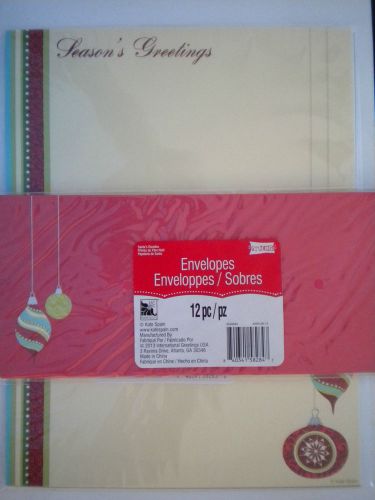 *NEW* ~ Kate Spain ~ 12 Christmas Computer Stationery Sheets &amp; Envelopes