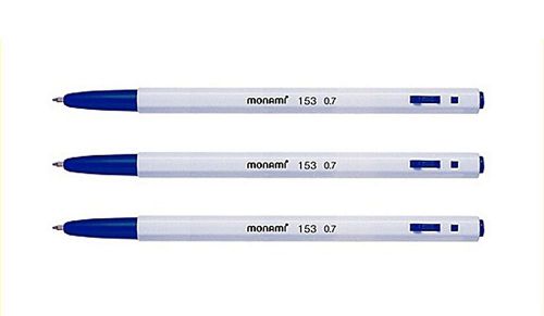 MonAmi 153 Blue Ballpoint Pens 0.7mm 12pcs Korean Best Seller Pen school, office