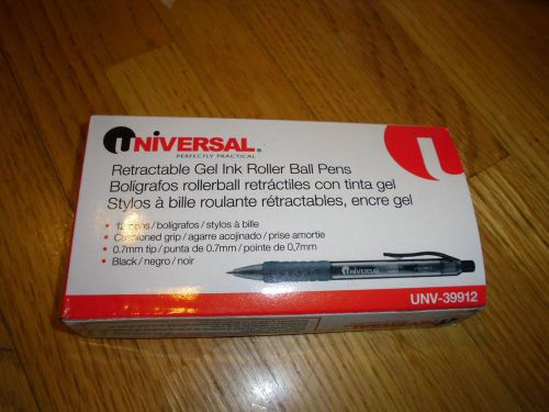 New 12pk universal one retractable gel pen, medium point, black ink unv39912 for sale