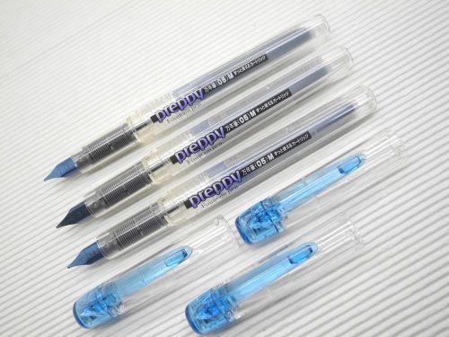3pcs Platinum Preppy 0.5mm Medium Stainless Fountain Pen w/cap Blue(Japan)