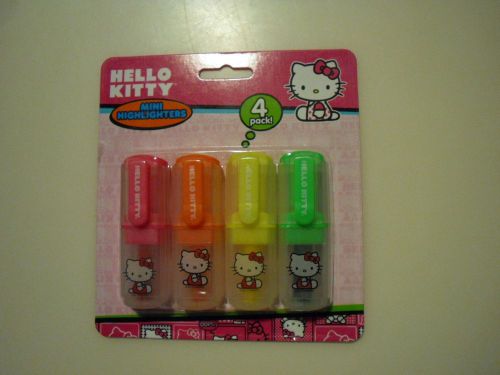 New ! 4PK Genuine Hello Kitty Mini Highlighters pink orange yellow green 55175