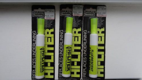 3 Hi-Liter Brand Fluorescent Yellow Highlighters, Chisel Tip, Unopened